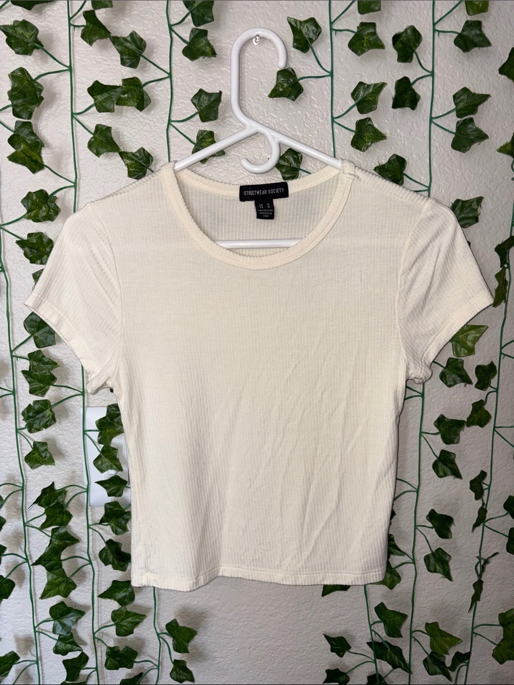Streetwear Society Cream Ribbed Crewneck Tee